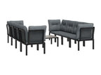 9-piece black and grey resin wicker garden furniture set